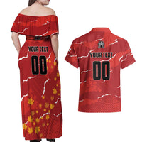 Custom Canada Lacrosse Couples Matching Off Shoulder Maxi Dress and Hawaiian Shirt National Summer Sport