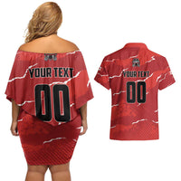 Custom Canada Lacrosse Couples Matching Off Shoulder Short Dress and Hawaiian Shirt National Summer Sport