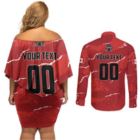 Custom Canada Lacrosse Couples Matching Off Shoulder Short Dress and Long Sleeve Button Shirt National Summer Sport