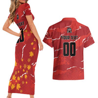 Custom Canada Lacrosse Couples Matching Short Sleeve Bodycon Dress and Hawaiian Shirt National Summer Sport