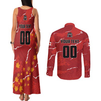 Custom Canada Lacrosse Couples Matching Tank Maxi Dress and Long Sleeve Button Shirt National Summer Sport