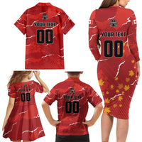 Custom Canada Lacrosse Family Matching Long Sleeve Bodycon Dress and Hawaiian Shirt National Summer Sport
