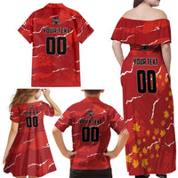 Custom Canada Lacrosse Family Matching Off Shoulder Maxi Dress and Hawaiian Shirt National Summer Sport