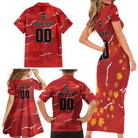 Custom Canada Lacrosse Family Matching Short Sleeve Bodycon Dress and Hawaiian Shirt National Summer Sport