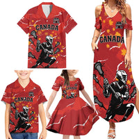 Custom Canada Lacrosse Family Matching Summer Maxi Dress and Hawaiian Shirt National Summer Sport