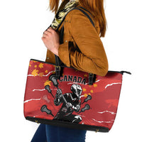 Canada Lacrosse Leather Tote Bag National Summer Sport