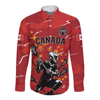 Custom Canada Lacrosse Long Sleeve Button Shirt National Summer Sport