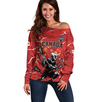 Custom Canada Lacrosse Off Shoulder Sweater National Summer Sport
