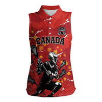 Custom Canada Lacrosse Women Sleeveless Polo Shirt National Summer Sport