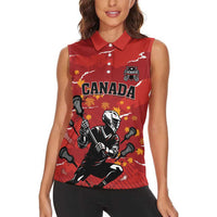 Custom Canada Lacrosse Women Sleeveless Polo Shirt National Summer Sport