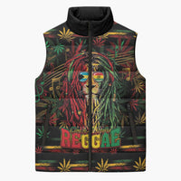 Personalized The Bahamas One Love Reggae Lion Sleeveless Puffer Jacket Caribbean Reggae Spirit