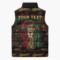 Personalized The Bahamas One Love Reggae Lion Sleeveless Puffer Jacket Caribbean Reggae Spirit