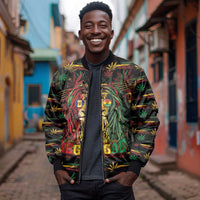 Personalized Barbados One Love Reggae Lion Bomber Jacket Caribbean Reggae Spirit