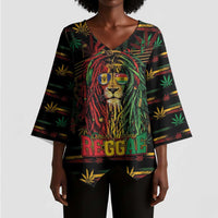 Personalized Barbados One Love Reggae Lion Kimono Sleeve Blouse Caribbean Reggae Spirit
