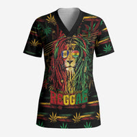 Personalized Barbados One Love Reggae Lion Scrub Top Caribbean Reggae Spirit