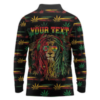 Personalized Dominica One Love Reggae Lion Long Sleeve Polo Shirt Caribbean Reggae Spirit