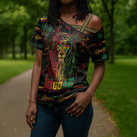 Personalized Guyana One Love Reggae Lion Cross Shoulder Shirt Caribbean Reggae Spirit