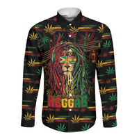 Personalized Guyana One Love Reggae Lion Long Sleeve Button Shirt Caribbean Reggae Spirit