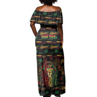 Personalized Guyana One Love Reggae Lion Off Shoulder Maxi Dress Caribbean Reggae Spirit