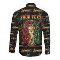 Personalized Puerto Rico One Love Reggae Lion Long Sleeve Button Shirt Caribbean Reggae Spirit