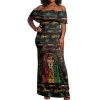 Personalized Puerto Rico One Love Reggae Lion Off Shoulder Maxi Dress Caribbean Reggae Spirit