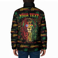 Personalized Puerto Rico One Love Reggae Lion Padded Jacket Caribbean Reggae Spirit