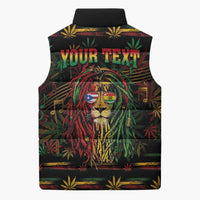 Personalized Puerto Rico One Love Reggae Lion Sleeveless Puffer Jacket Caribbean Reggae Spirit