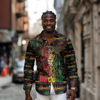 Personalized Trinidad and Tobago One Love Reggae Lion Long Sleeve Button Shirt Caribbean Reggae Spirit