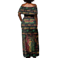 Personalized Trinidad and Tobago One Love Reggae Lion Off Shoulder Maxi Dress Caribbean Reggae Spirit