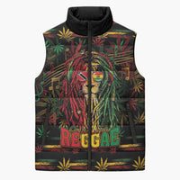 Personalized Trinidad and Tobago One Love Reggae Lion Sleeveless Puffer Jacket Caribbean Reggae Spirit