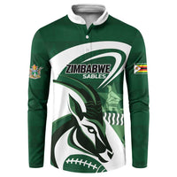 Custom Rugby Zimbabwe Button Sweatshirt Sables Is The Champion - Wonder Print Shop