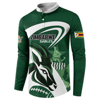 Custom Rugby Zimbabwe Button Sweatshirt Sables Is The Champion - Wonder Print Shop