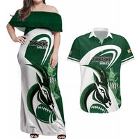 Custom Rugby Zimbabwe Couples Matching Off Shoulder Maxi Dress and Hawaiian Shirt Sables Is The Champion - Wonder Print Shop