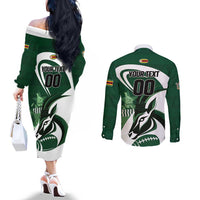 Custom Rugby Zimbabwe Couples Matching Off The Shoulder Long Sleeve Dress and Long Sleeve Button Shirt Sables Is The Champion - Wonder Print Shop