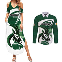 Custom Rugby Zimbabwe Couples Matching Summer Maxi Dress and Long Sleeve Button Shirt Sables Is The Champion - Wonder Print Shop