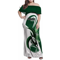 Custom Rugby Zimbabwe Family Matching Off Shoulder Maxi Dress and Hawaiian Shirt Sables Is The Champion - Wonder Print Shop