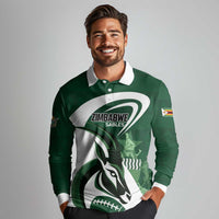 Custom Rugby Zimbabwe Long Sleeve Polo Shirt Sables Is The Champion - Wonder Print Shop