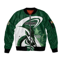 Custom Rugby Zimbabwe Sleeve Zip Bomber Jacket Sables Is The Champion - Wonder Print Shop
