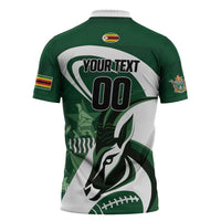 Custom Rugby Zimbabwe Zipper Polo Shirt Sables Is The Champion - Wonder Print Shop
