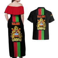 Malawi Couples Matching Off Shoulder Maxi Dress and Hawaiian Shirt With Coat Of Arms Flag Style - Wonder Print Shop