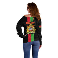 Malawi Off Shoulder Sweater With Coat Of Arms Flag Style - Wonder Print Shop