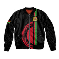 Malawi Sleeve Zip Bomber Jacket With Coat Of Arms Flag Style - Wonder Print Shop