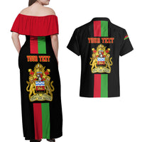 Personalised Malawi Couples Matching Off Shoulder Maxi Dress and Hawaiian Shirt With Coat Of Arms Flag Style - Wonder Print Shop