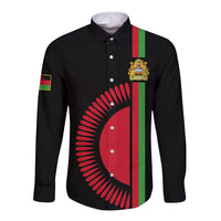 Personalised Malawi Long Sleeve Button Shirt With Coat Of Arms Flag Style - Wonder Print Shop