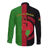 Malawi Long Sleeve Button Shirt With Coat Of Arms Mix African Pattern - Wonder Print Shop