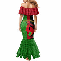 Malawi Mermaid Dress With Coat Of Arms Mix African Pattern - Wonder Print Shop
