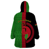 Malawi Wearable Blanket Hoodie With Coat Of Arms Mix African Pattern - Wonder Print Shop