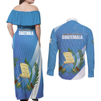 Guatemala Independence Day 1821 Couples Matching Off Shoulder Maxi Dress and Long Sleeve Button Shirt Libre crezca fecundo - Wonder Print Shop