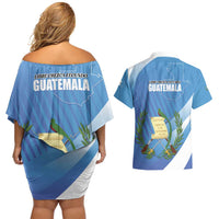 Guatemala Independence Day 1821 Couples Matching Off Shoulder Short Dress and Hawaiian Shirt Libre crezca fecundo - Wonder Print Shop