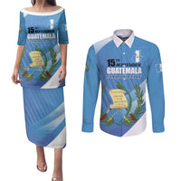 Guatemala Independence Day 1821 Couples Matching Puletasi and Long Sleeve Button Shirt Libre crezca fecundo - Wonder Print Shop